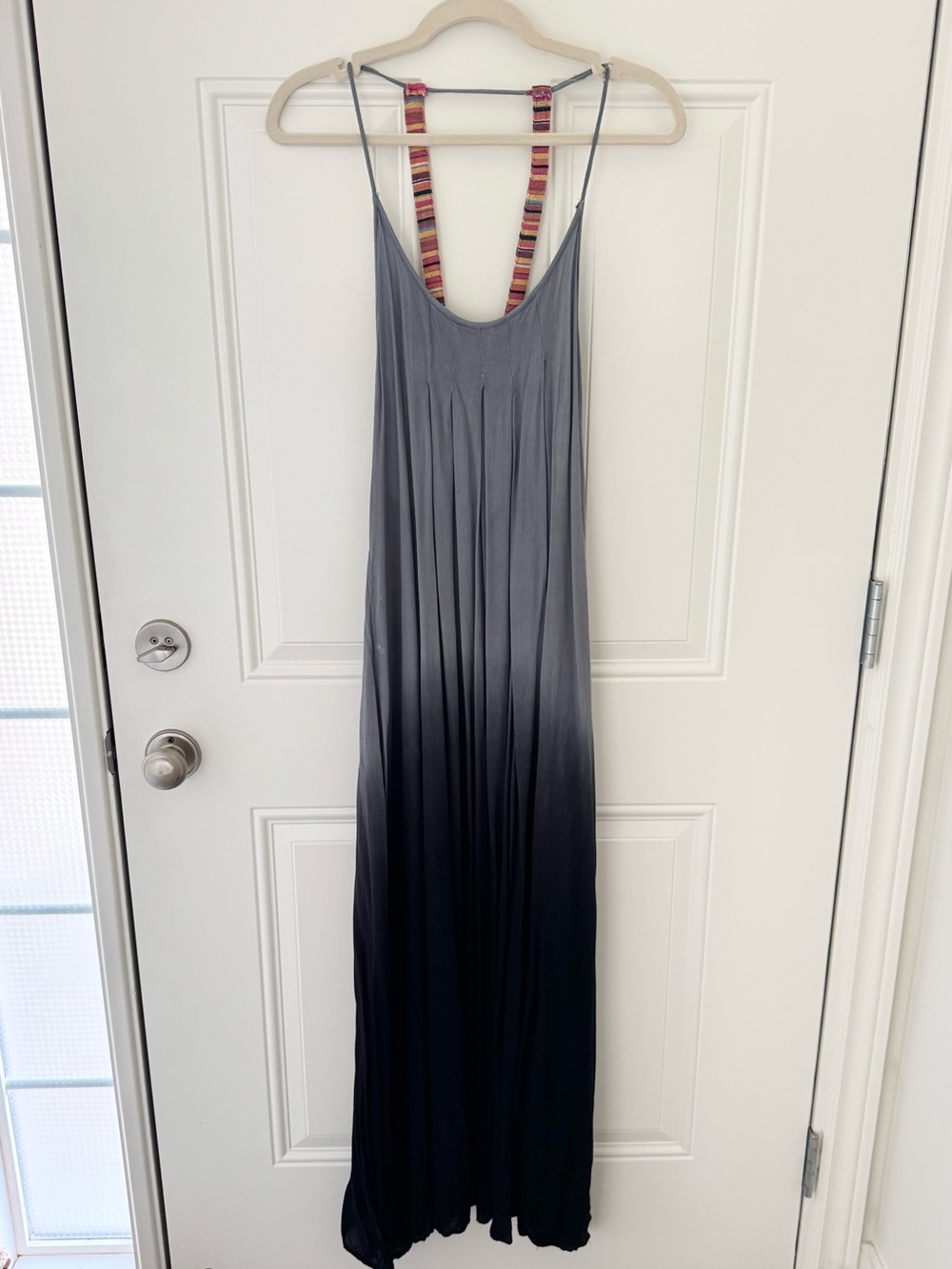 RAVIYA ombrΓ© gray and black boho beach maxi dress with multicolour straps size S